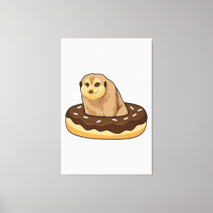 Meerkat with Donut Canvas Print