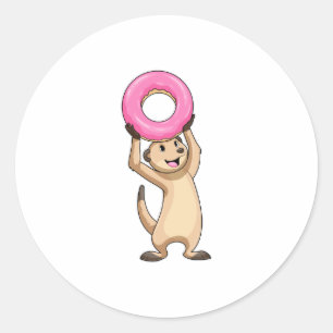 Meerkat with Donut Classic Round Sticker