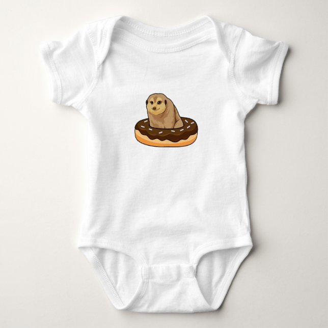 Meerkat with Doughnut Baby Bodysuit (Front)