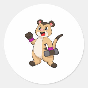 Meerkat with Dumbbell Classic Round Sticker