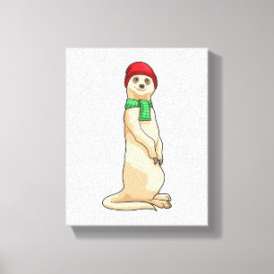 Meerkat with Hat and Scarf Canvas Print