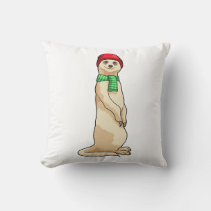 Meerkat with Hat and Scarf Cushion