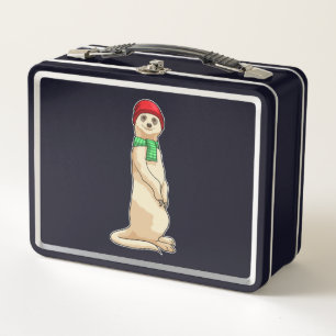 Meerkat with Hat and Scarf Metal Lunch Box