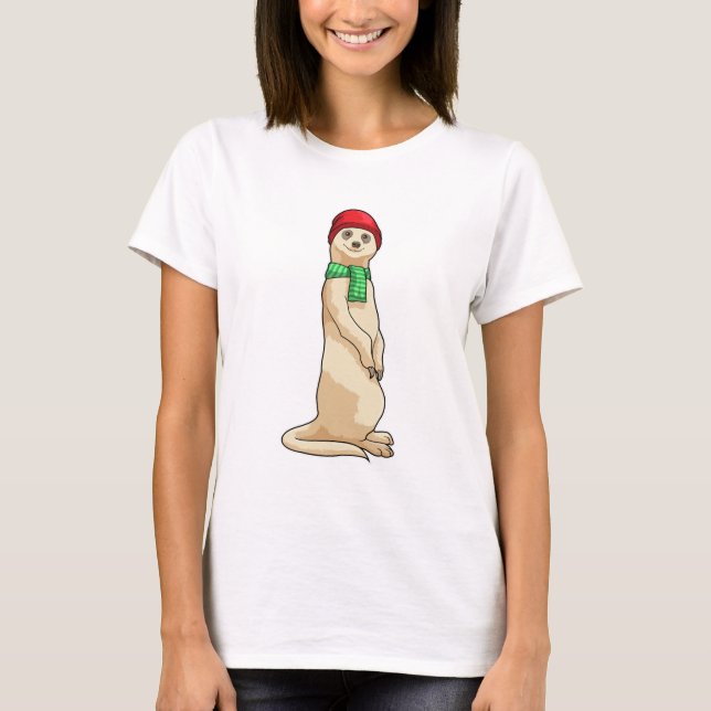 Meerkat with Hat and Scarf T-Shirt (Front)