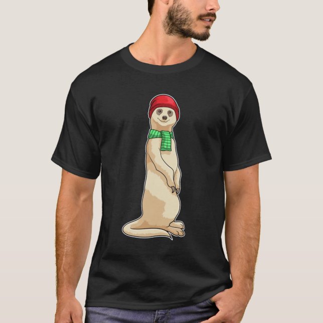Meerkat with Hat and Scarf T-Shirt (Front)