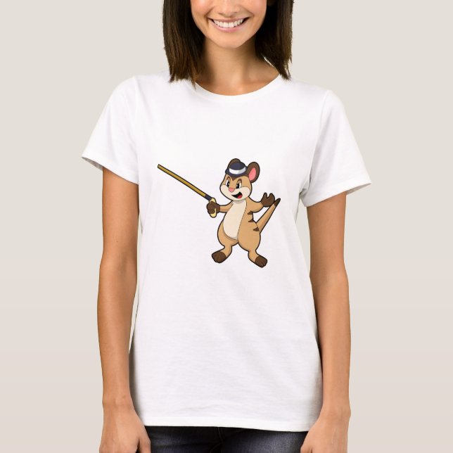 Meerkat with Hat & Walking stick T-Shirt (Front)