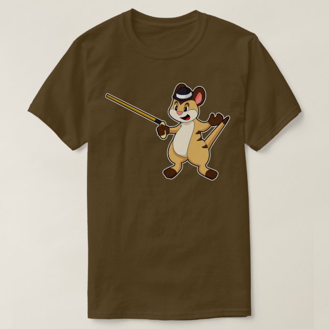 Meerkat with Hat Walking stick T-Shirt (Design Front)