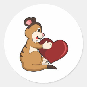 Meerkat with Heart Classic Round Sticker
