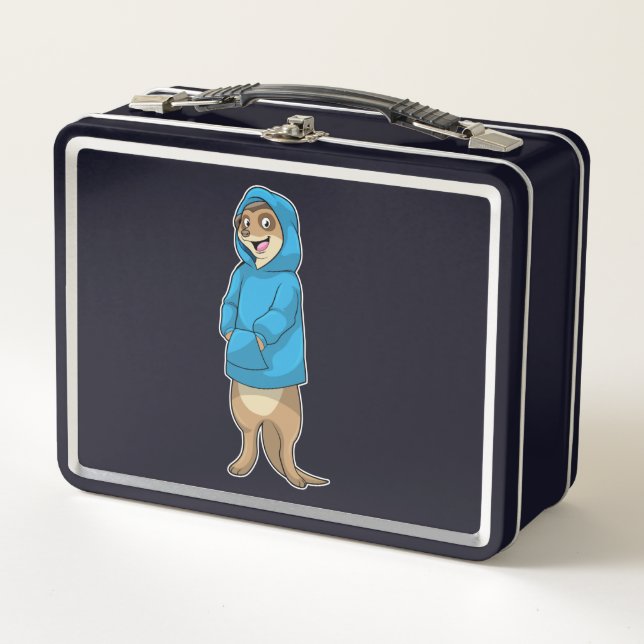 Meerkat with Hoodie Metal Lunch Box (Front)