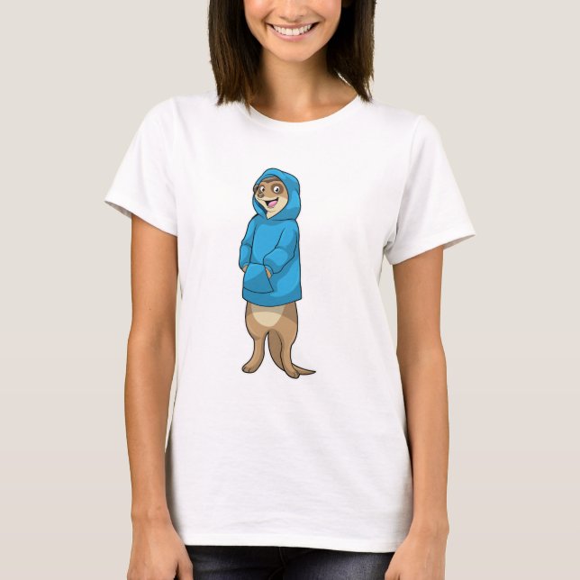 Meerkat with Hoodie T-Shirt (Front)