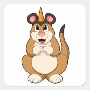 Meerkat with Horn Square Sticker