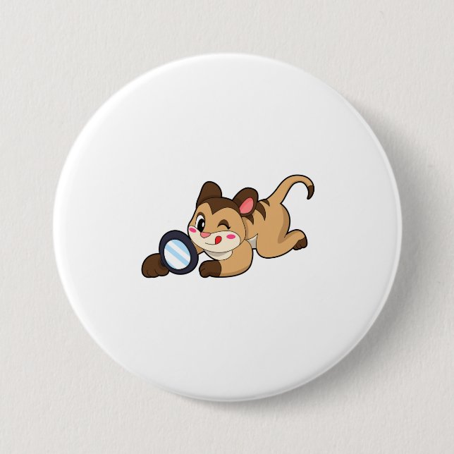 Meerkat with Magnifying glass 7.5 Cm Round Badge (Front)