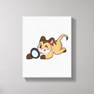 Meerkat with Magnifying glass Canvas Print