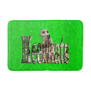Meerkat With Meerkats Logo On Green, Memory Foam Bath Mat