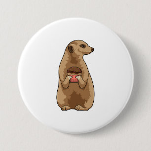 Meerkat with Muffin 7.5 Cm Round Badge