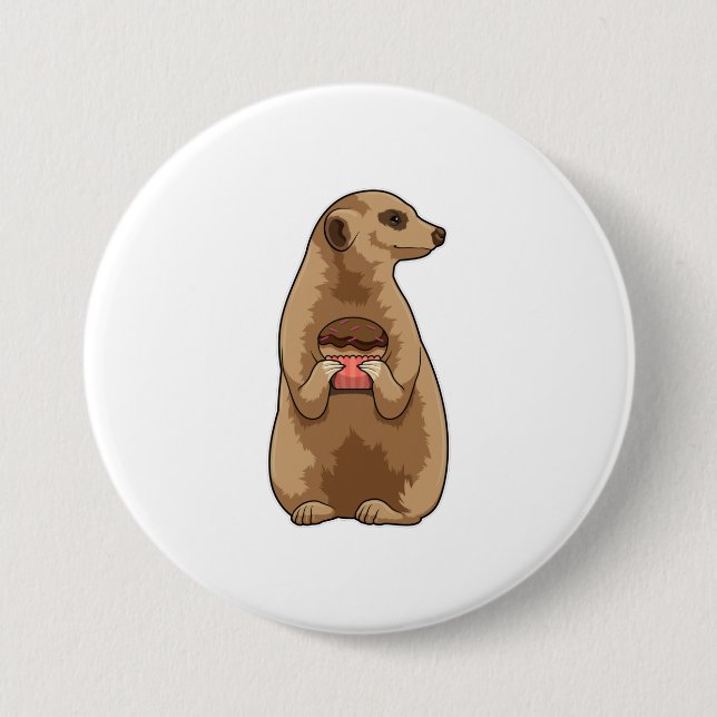 Meerkat with Muffin 7.5 Cm Round Badge (Front)
