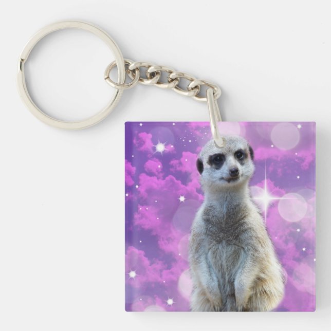 Meerkat With Pink Sparkle, Key Ring (Front)
