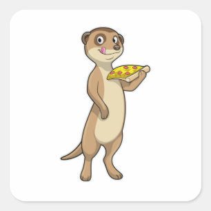 Meerkat with Pizza Square Sticker