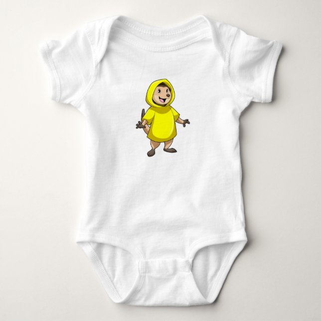 Meerkat with Raincoat Baby Bodysuit (Front)