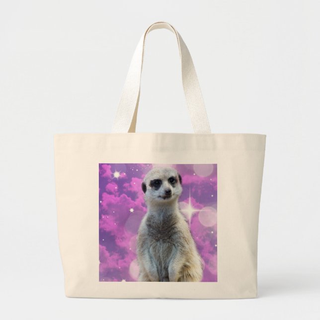 Meerkat With Sparkle, Large Tote Bag (Front)