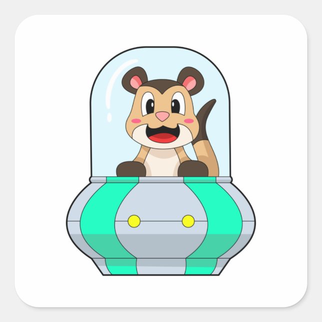 Meerkat with Submarine Square Sticker (Front)