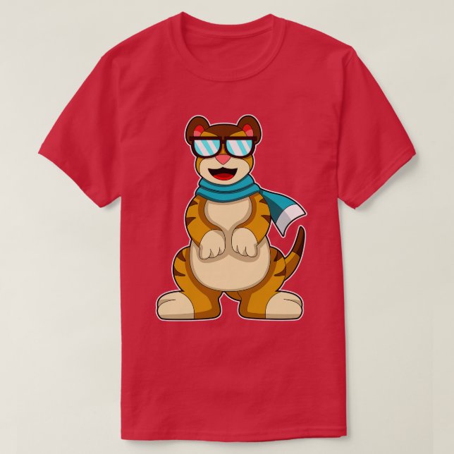 Meerkat with Sunglasses Scarf T-Shirt (Design Front)
