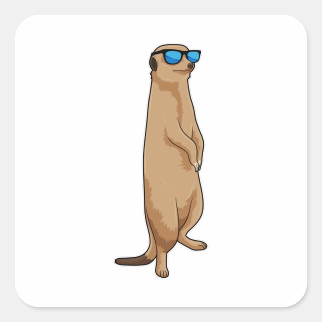 Meerkat with Sunglasses Square Sticker (Front)