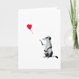Meerkat with the heart-shaped Valentine balloon Holiday Card