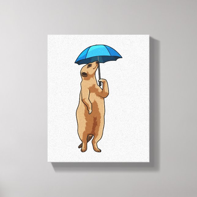 Meerkat with Umbrella Canvas Print (Front)