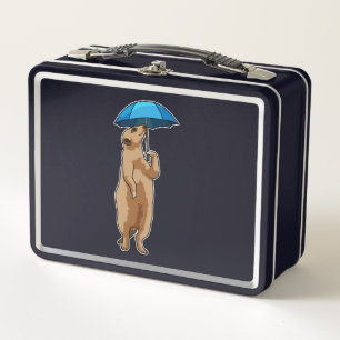 Meerkat with Umbrella Metal Lunch Box