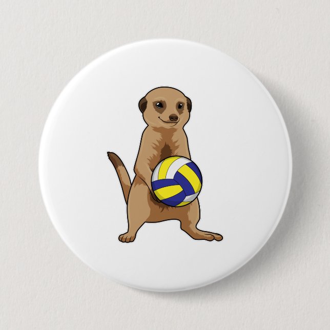 Meerkat with Volleyball 7.5 Cm Round Badge (Front)
