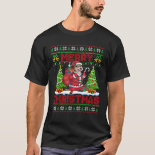 Meerkat Xmas Tree Lights Ugly Santa Meerkat Christ T-Shirt