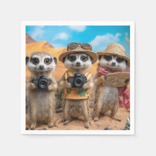 Meerkats Dressed as Tourists with Cameras and Maps Napkin