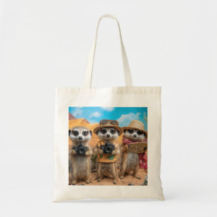Meerkats Dressed as Tourists with Cameras and Maps Tote Bag