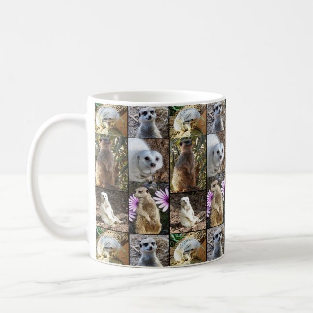 Meerkats In A Photo Collage, Coffee Mug (Left)