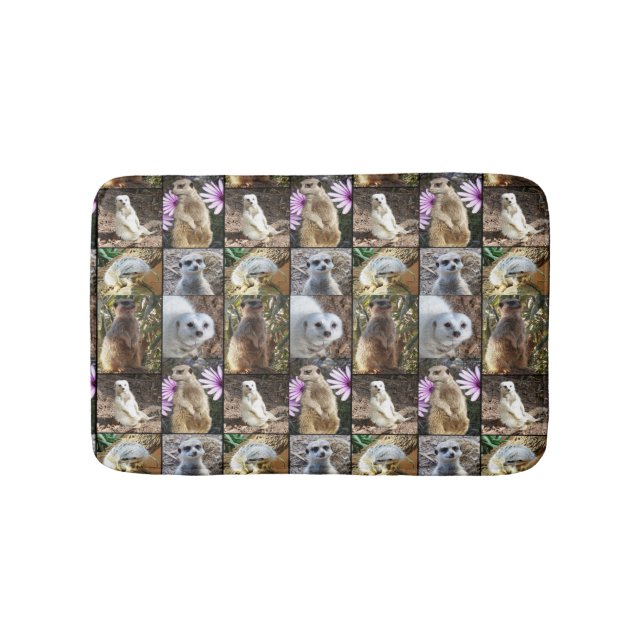 Meerkats In A Photo Collage, Memory Foam Bath Mat (Front)