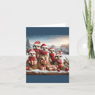 Meerkats in christmas hats thank you card