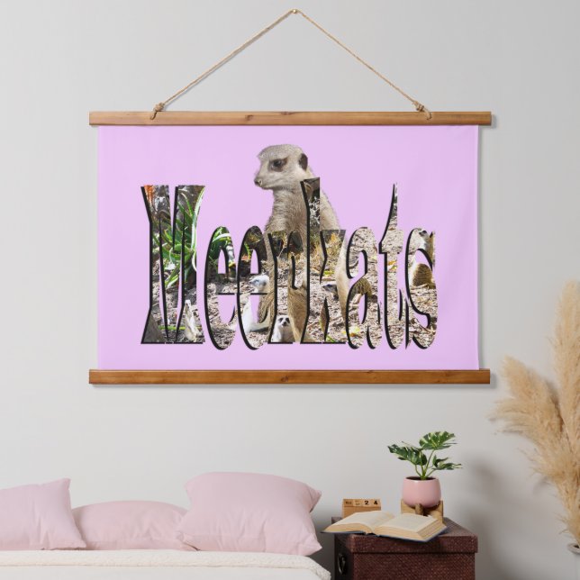 Meerkats, Wood Topped Wall Hanging Hanging Tapestry (Bedroom)