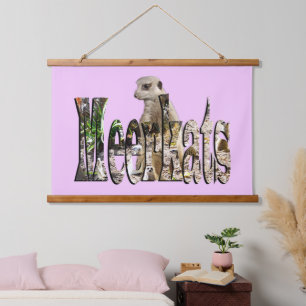 Meerkats, Wood Topped Wall Hanging Tapestry