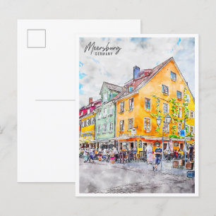 Meersburg Germany vintage travel watercolor Postcard