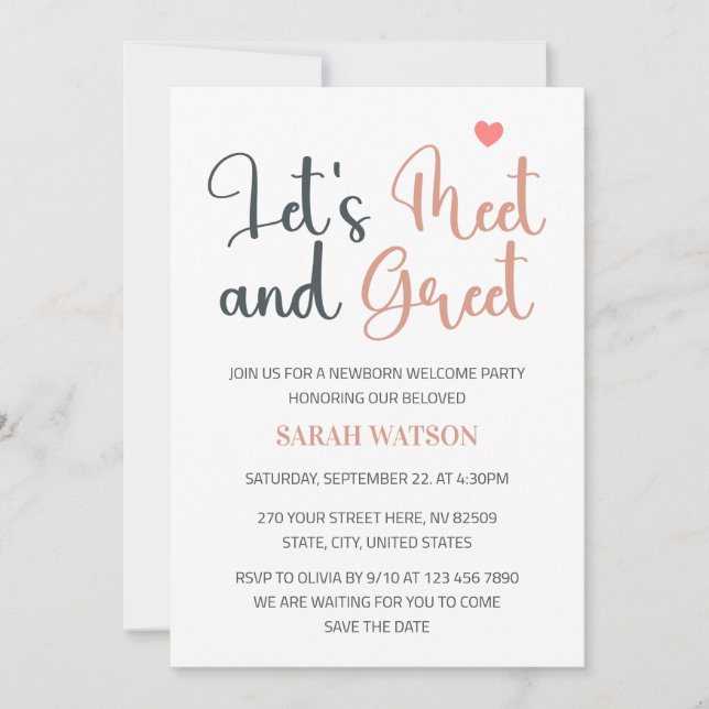 Meet and Greet Newborn Welcome Party Invitation (Front)