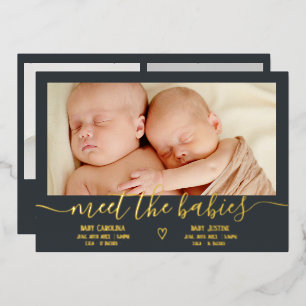 Meet babies script gold 3 photo baby twins birth