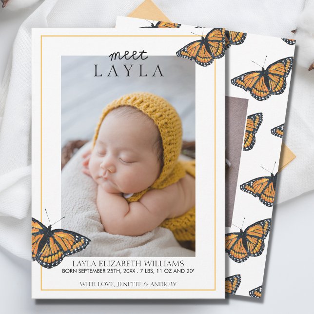 Meet Baby Butterfly Birth Announcement (Creator Uploaded)