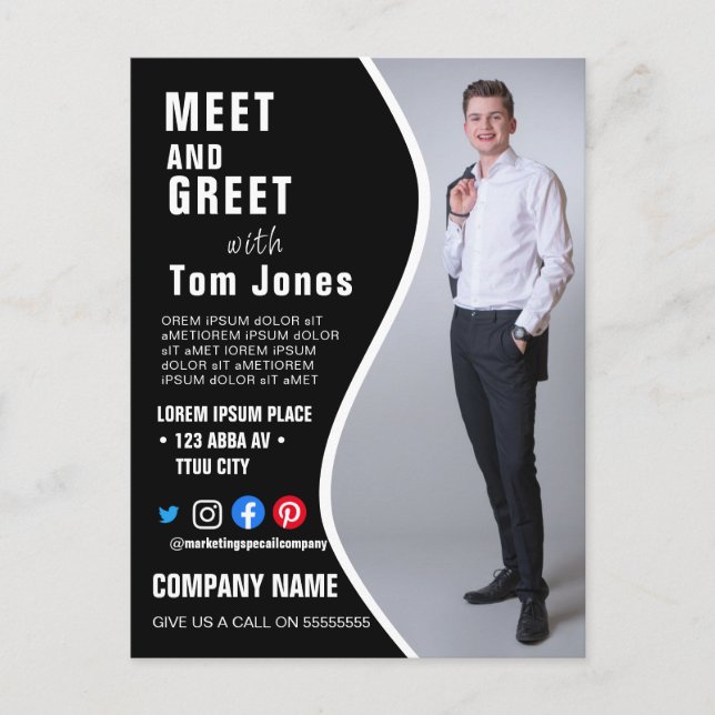 meet BUSINESS custom logo flyer Poster Postcard (Front)