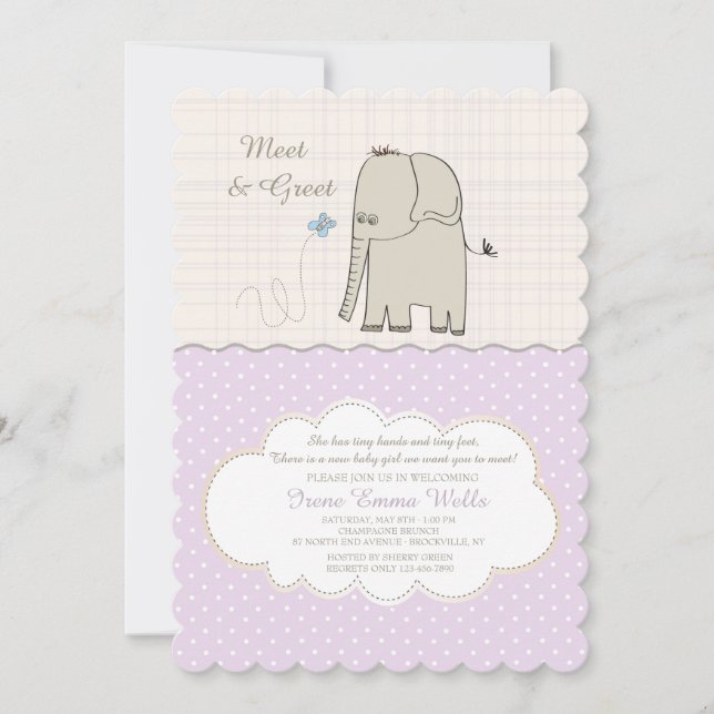 Meet & Greet Baby Girl Invitation (Front)