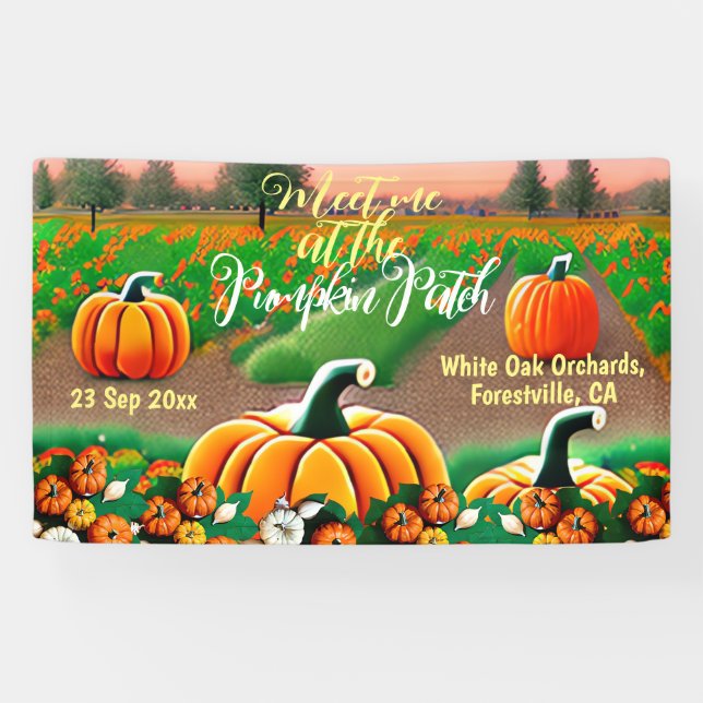 Meet Me at Pumpkin Patch Fall Colours Pumpkins Far Banner (Horizontal)