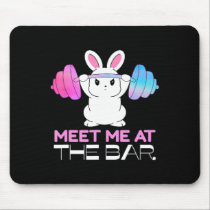 Meet Me At The Bar Barbell Bunny Funny Exercise Wo Mouse Mat
