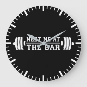 Meet Me At The Bar - Barbell - Workout Large Clock