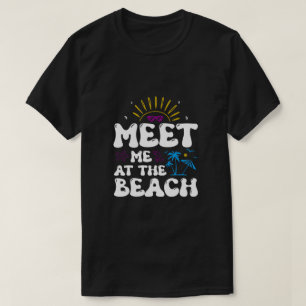Meet Me at the Beach Retro Groovy Summer Vacation T-Shirt