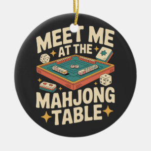 Meet Me at the Mahjong Table Retro Vintage Ceramic Tree Decoration